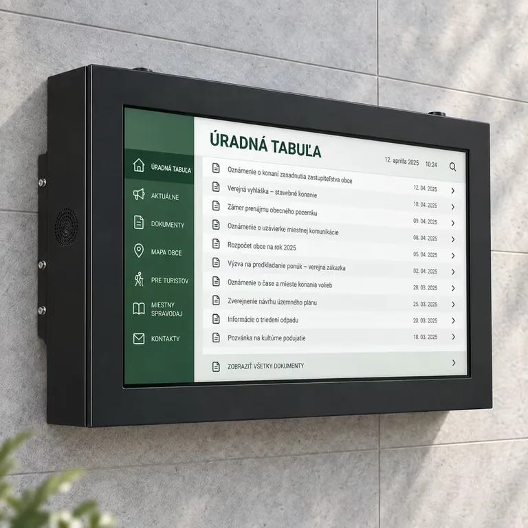 Vizualizácia nástennej digitálnej úradnej tabule