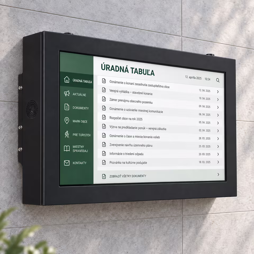 Vizualizácia nástennej digitálnej úradnej tabule